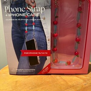 Chic Phone Strap and Case for iPhone 14, 15, 16 - Red and Blue NEW